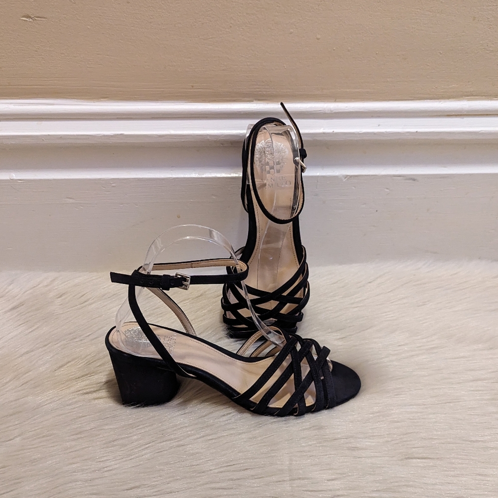 Vince Camuto black strappy block heel sandals size 7